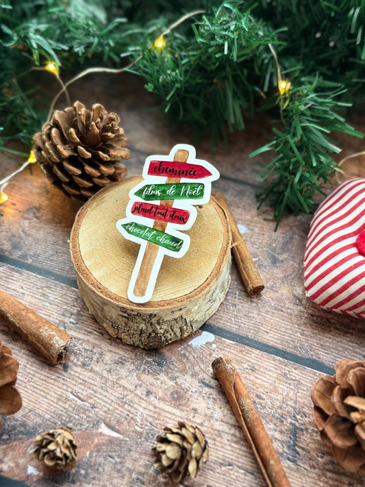 Sticker panneau directionnel Noël