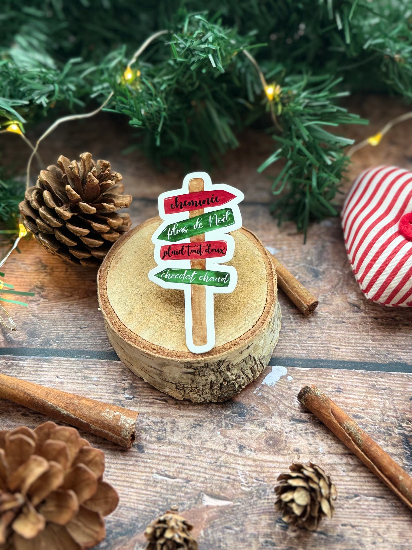 Sticker panneau directionnel Noël
