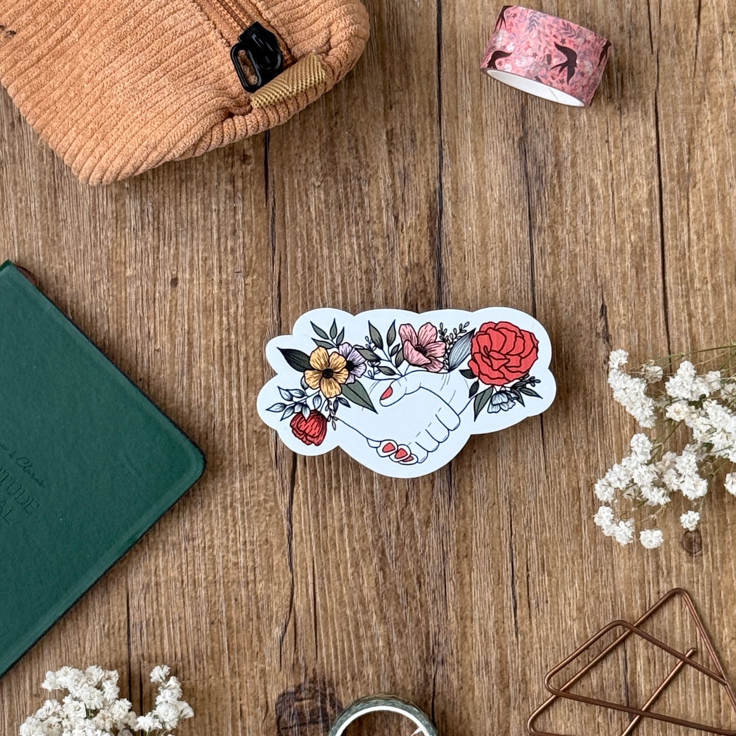 Sticker "mains fleurs - en couleur"