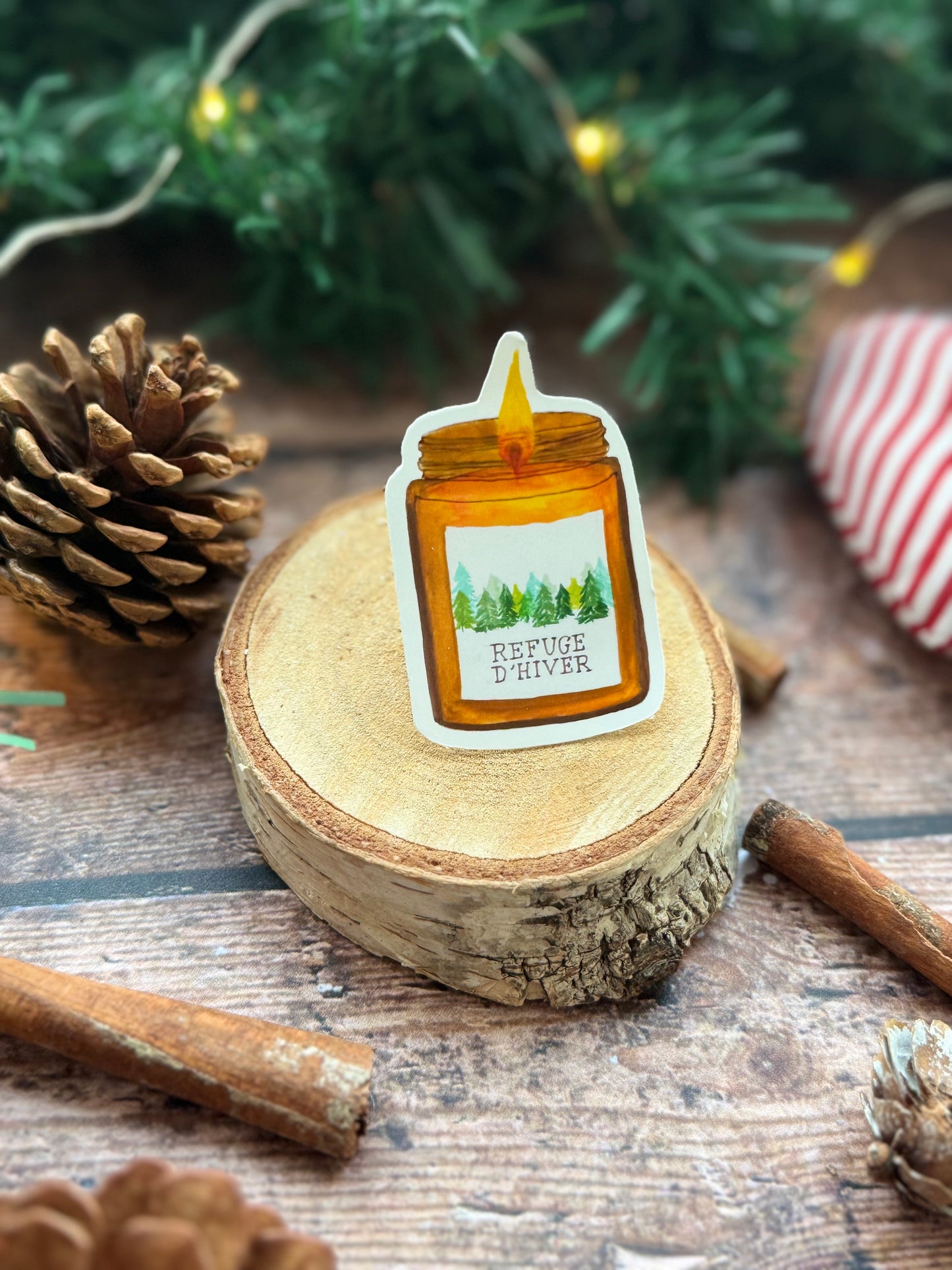 Sticker bougie "collection-refuge d'hiver"