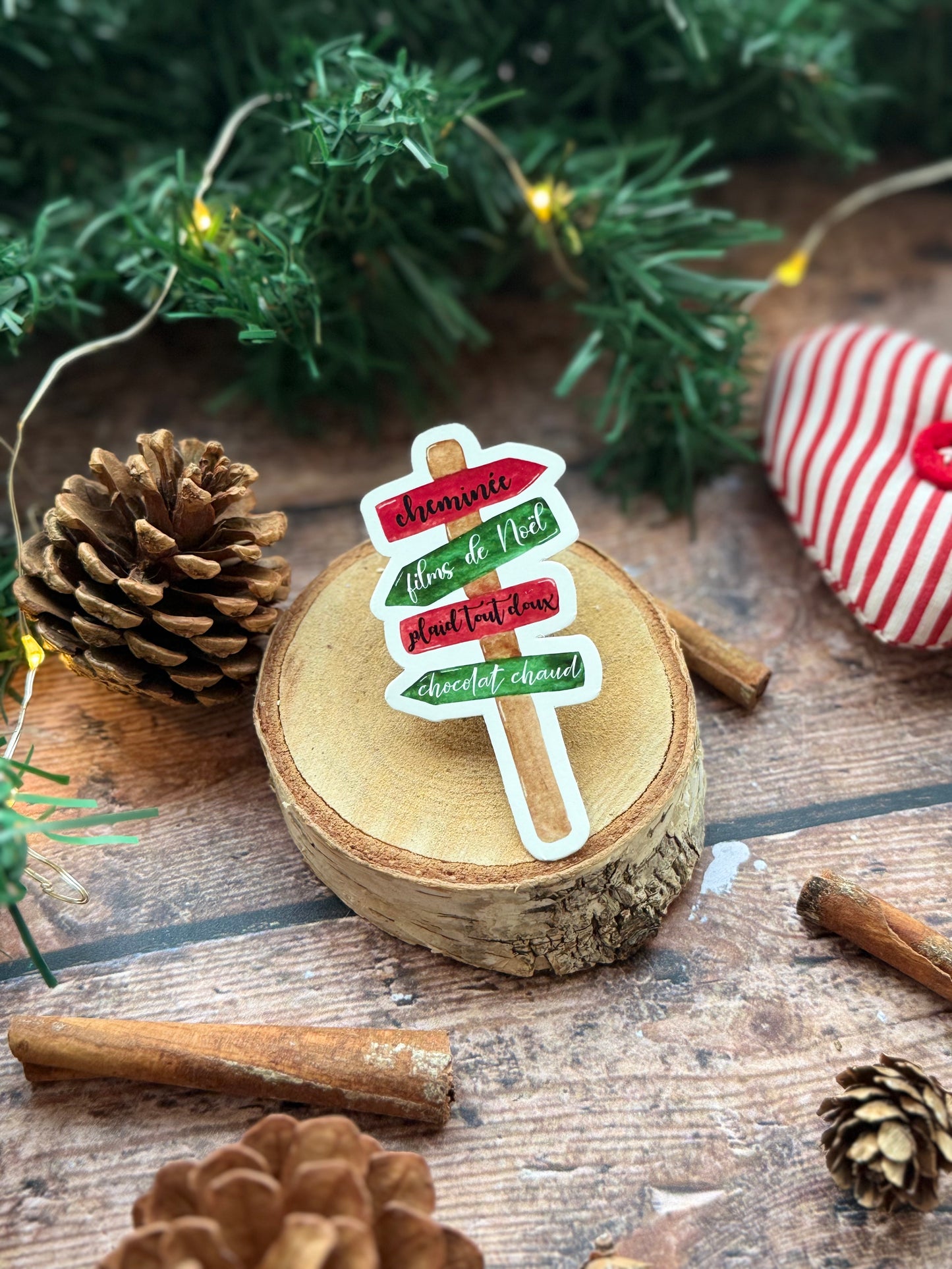 Sticker panneau directionnel Noël