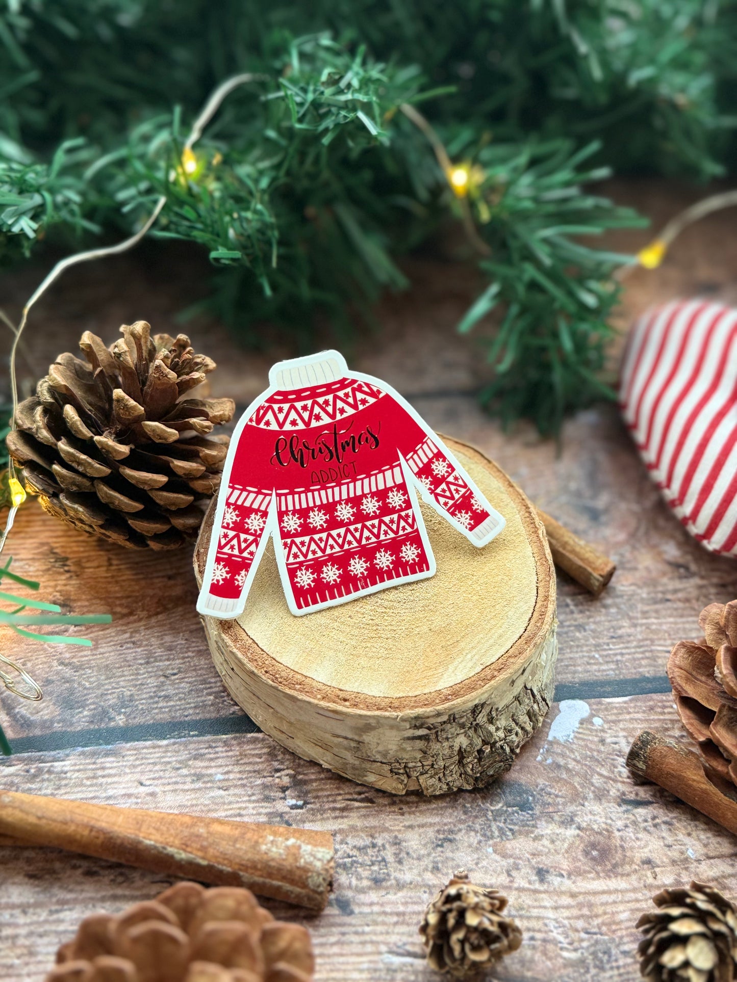 Sticker pull Christmas addict